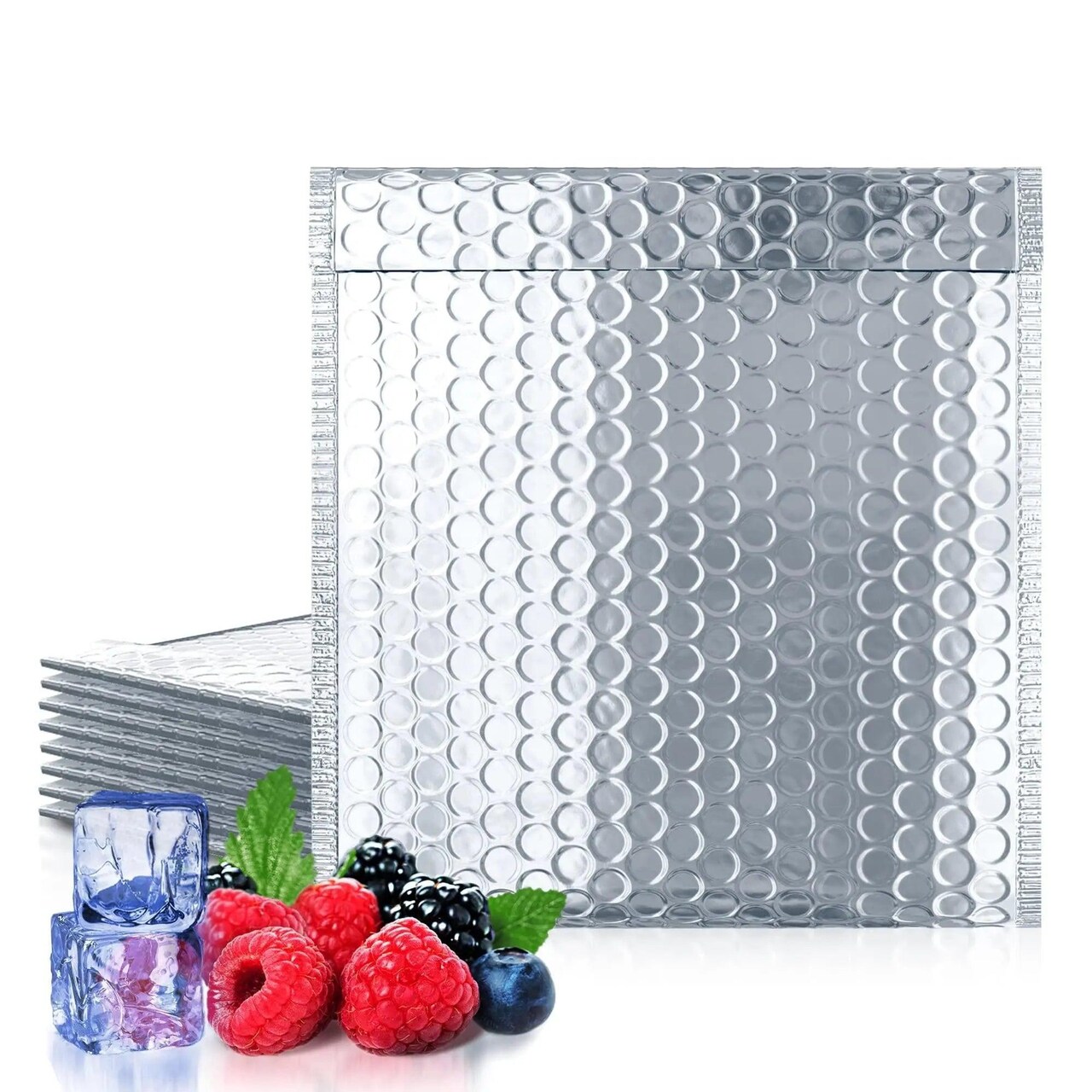 AMZ Thermal Insulated Bubble Mailers 24 x 20 Pack of 5 Silver Metallic Insulated Shipping Bags for Food Self Seal Padded Envelopes Waterproof Thermal Bubble Mailer Foil Shipping Envelopes